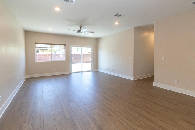 153 N Bliss Ave, Fresno, CA 93727 - unfurnished room featuring ceiling fan, dark wood-style floors, and recessed lighting
