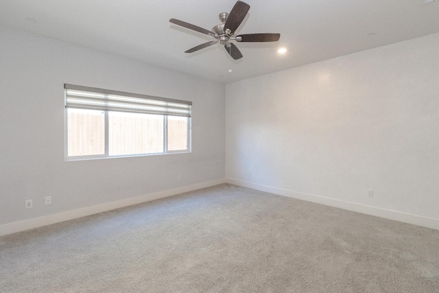 153 N Bliss Ave, Fresno, CA 93727 - unfurnished room with light colored carpet, a ceiling fan, and recessed lighting