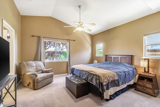 205 N Douglas Ave, Fresno, CA 93727 - bedroom with carpet, lofted ceiling, and a ceiling fan