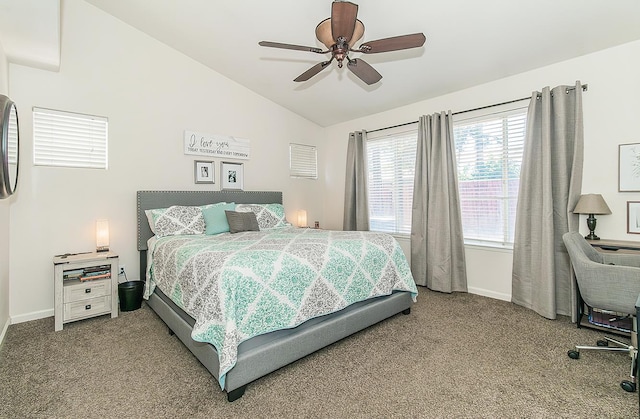 5783 N State St, Fresno, CA 93722 - carpeted bedroom with vaulted ceiling and ceiling fan