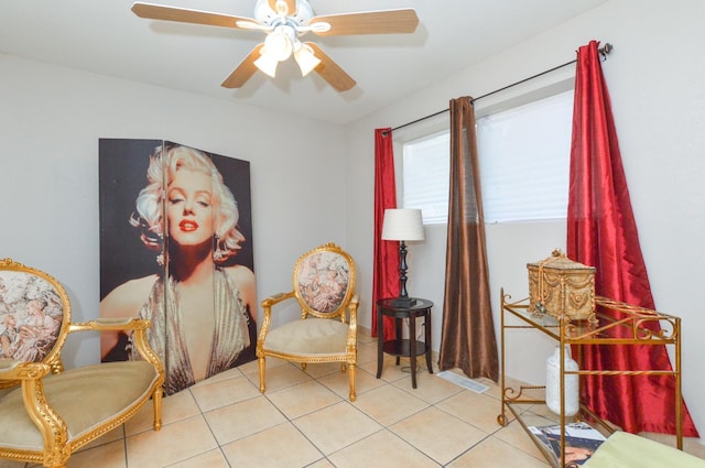 4879 E San Gabriel Ave, Fresno, CA 93726 - sitting room featuring tile patterned floors and ceiling fan