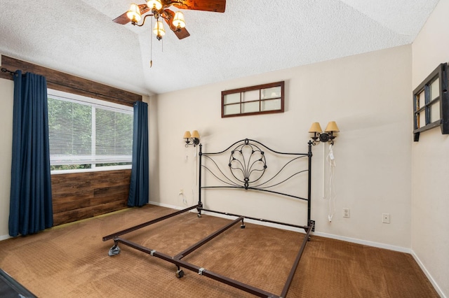9938 N Canyon Creek Ln, Fresno, CA 93730 - bedroom with carpet flooring, a textured ceiling, and ceiling fan