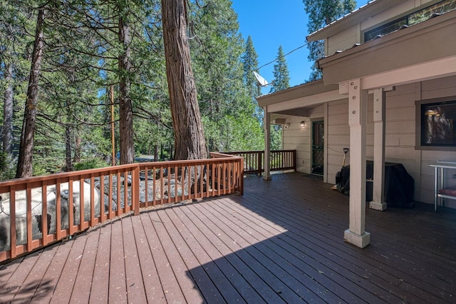 41798 Saddleback Rd, Shaver Lake, CA 93664 - wooden terrace featuring a grill