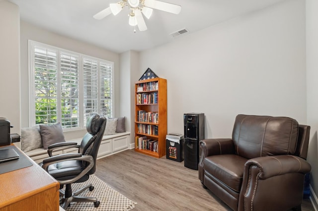 7310 N Katy Ave, Fresno, CA 93722 - office space with ceiling fan and light wood-type flooring