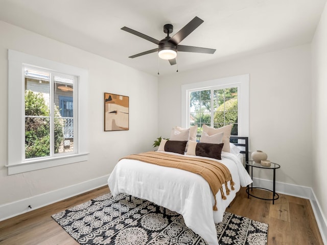 3644 E Illinois Ave, Fresno, CA 93702 - bedroom featuring wood finished floors and ceiling fan