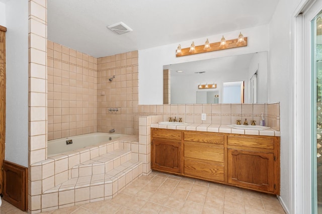 4760 N Rowell Ave, Fresno, CA 93726 - bathroom with tile patterned flooring and double vanity