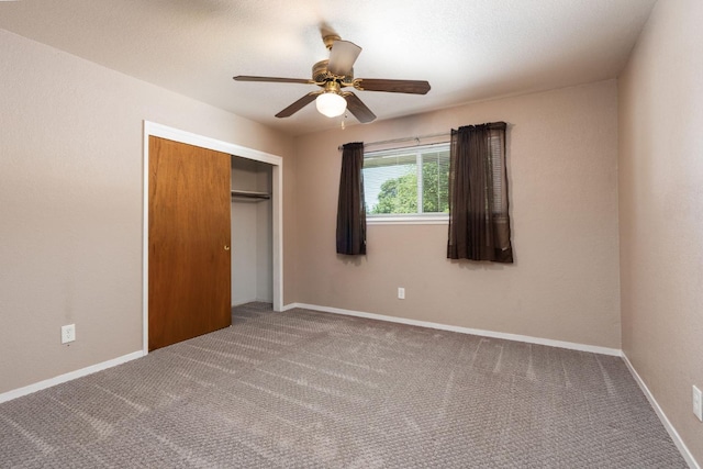 4760 N Rowell Ave, Fresno, CA 93726 - unfurnished bedroom with a closet, carpet, and a ceiling fan
