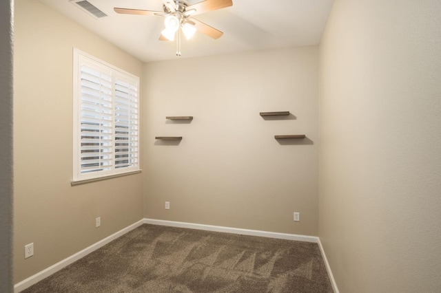 3613 Utah Ln, Clovis, CA 93619 - empty room featuring ceiling fan and dark colored carpet