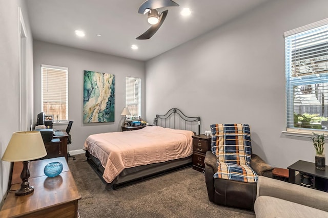 2076 Chennault Ave, Clovis, CA 93611 - carpeted bedroom with multiple windows, ceiling fan, and recessed lighting