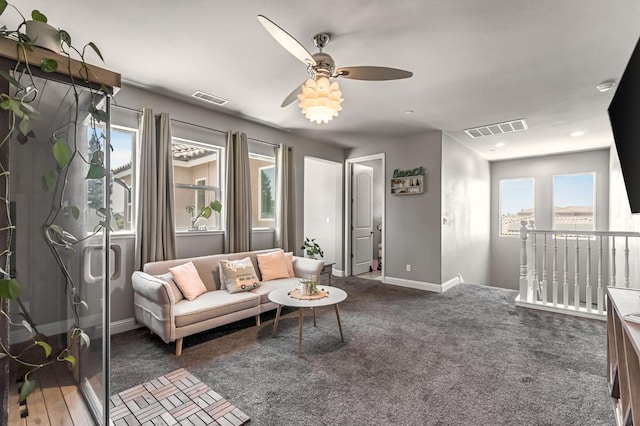 2076 Chennault Ave, Clovis, CA 93611 - carpeted living area featuring ceiling fan and baseboards