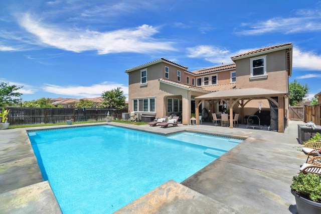 2076 Chennault Ave, Clovis, CA 93611 - view of swimming pool featuring a gazebo, a patio area, and a fenced backyard