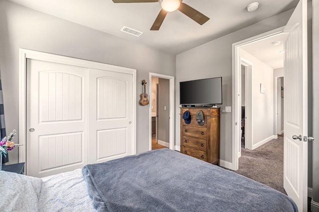 2076 Chennault Ave, Clovis, CA 93611 - carpeted bedroom with a closet and ceiling fan