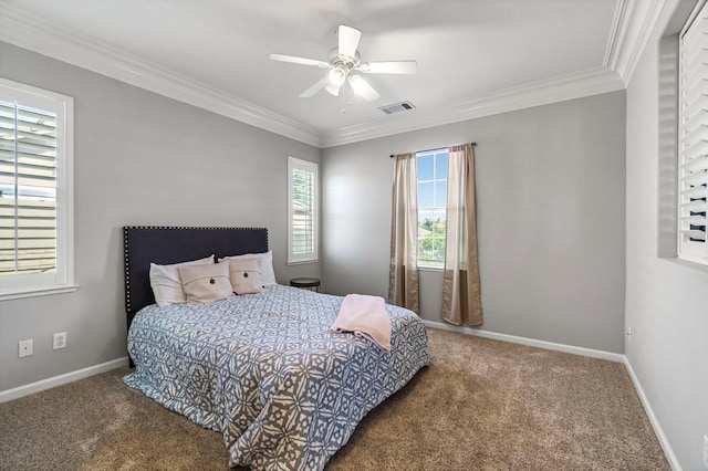 2143 Everglade Ave, Clovis, CA 93619 - carpeted bedroom featuring crown molding and ceiling fan