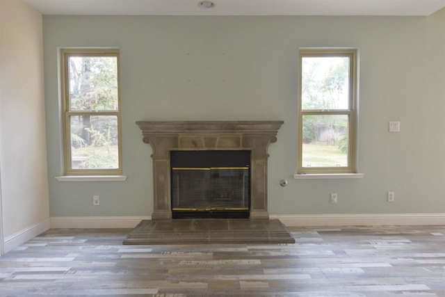 10521 N Doheny Ave, Fresno, CA 93730 - unfurnished living room with wood finished floors and a glass covered fireplace