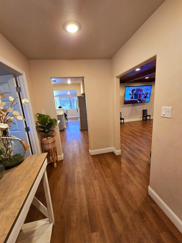 525 N Crenshaw, Visalia, CA 93291 - hallway with dark wood-type flooring and baseboards