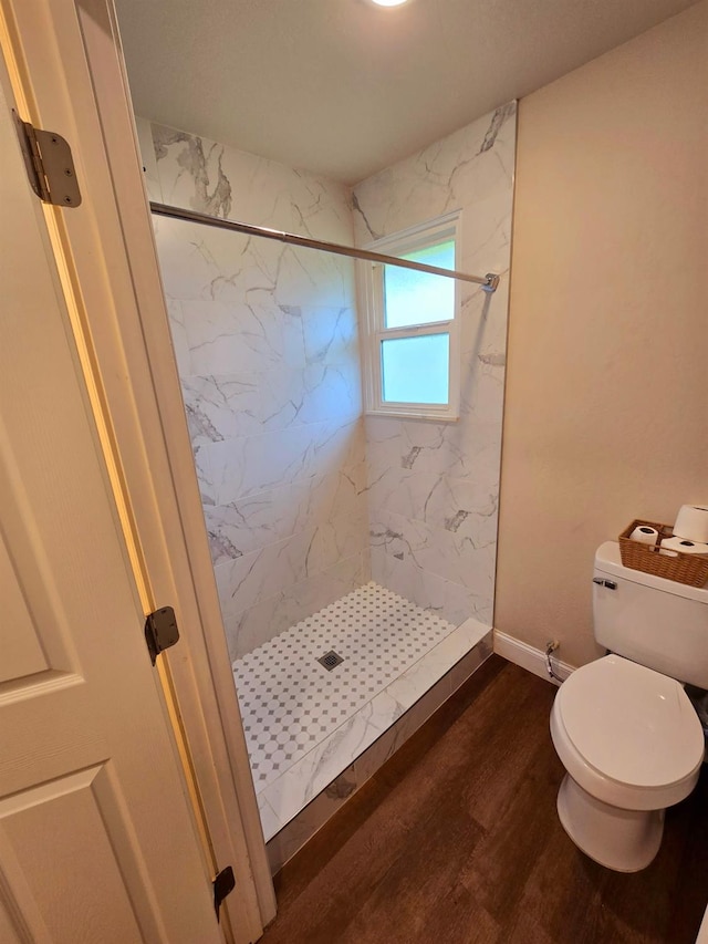525 N Crenshaw, Visalia, CA 93291 - bathroom featuring a marble finish shower and wood finished floors