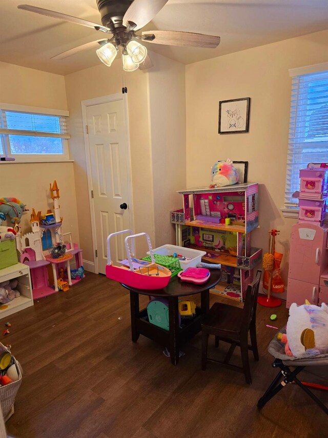 525 N Crenshaw, Visalia, CA 93291 - recreation room featuring wood finished floors and ceiling fan