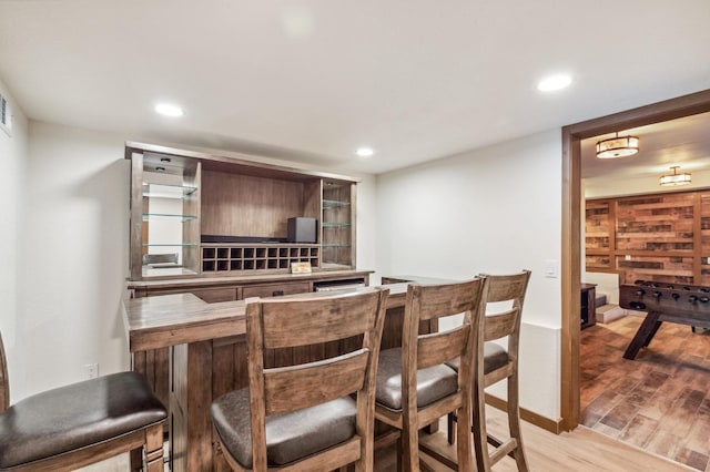 39801 Woody Ln, Shaver Lake, CA 93664 - indoor dry bar featuring light wood-type flooring and recessed lighting