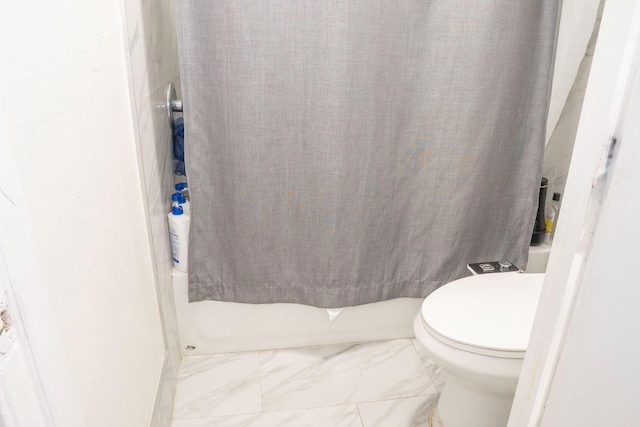 1413 W Fountain Way, Fresno, CA 93705 - full bathroom featuring marble look tile flooring and shower / bath combination with curtain