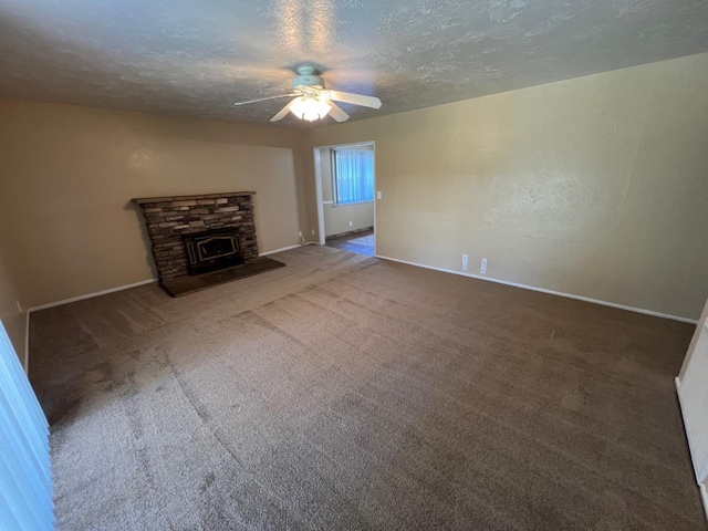 4308 N Cedar Ave, Fresno, CA 93726 - unfurnished living room featuring a ceiling fan, a textured ceiling, and carpet flooring