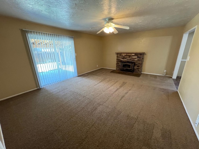 4308 N Cedar Ave, Fresno, CA 93726 - unfurnished living room featuring ceiling fan, a textured ceiling, and carpet