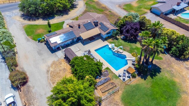 6589 N De Wolf Ave N, Clovis, CA 93619 - aerial view of property and surrounding area with a pool area