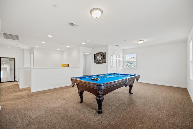 7141 N Shiraz Ave, Fresno, CA 93722 - game room with light carpet, billiards table, and recessed lighting