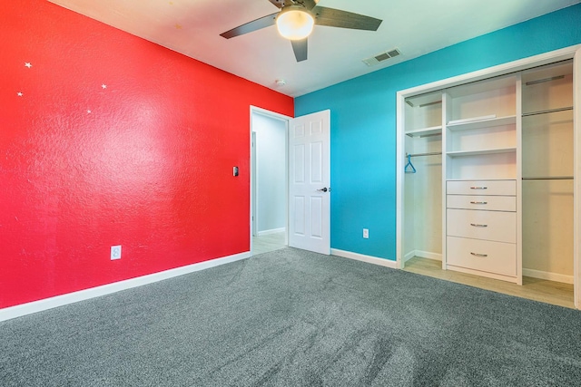 3318 Stanford Ave, Clovis, CA 93611 - unfurnished bedroom featuring carpet floors, a closet, and a ceiling fan