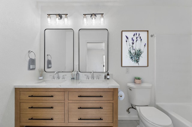 19730 Brightwood Rd, Madera, CA 93638 - bathroom featuring double vanity, tile patterned flooring, and  shower combination