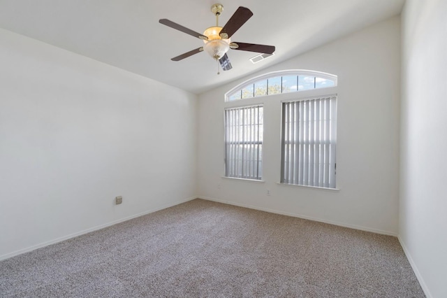 122 E Loop, Madera, CA 93637 - unfurnished room featuring vaulted ceiling, carpet, and ceiling fan