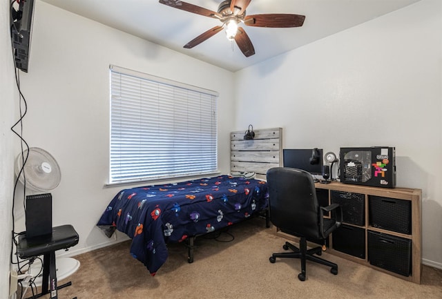 1734 Glen Oban Ln, Clovis, CA 93619 - bedroom featuring carpet flooring, an office area, and a ceiling fan