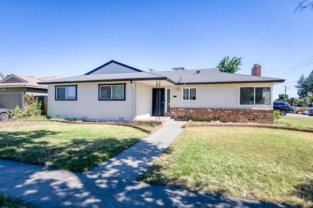 786 E Barstow Ave, Fresno, CA 93710 - ranch-style home featuring a front lawn, brick siding, and a chimney
