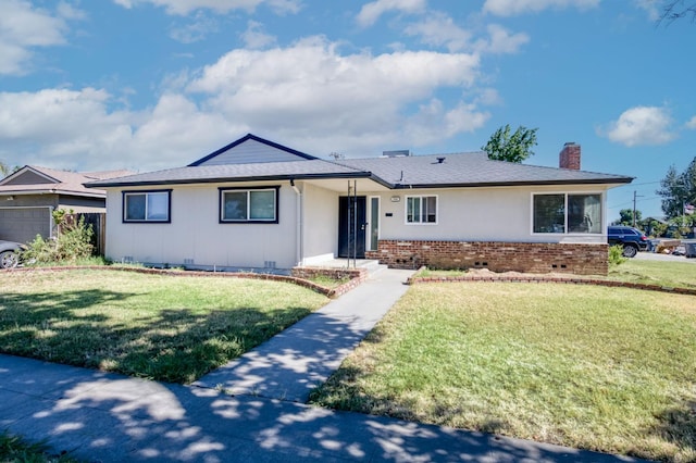 786 E Barstow Ave, Fresno, CA 93710 - ranch-style home featuring a chimney, a front lawn, and brick siding