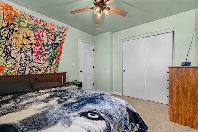 3673 N Denali Ave, Fresno, CA 93727 - carpeted bedroom with a ceiling fan and a closet