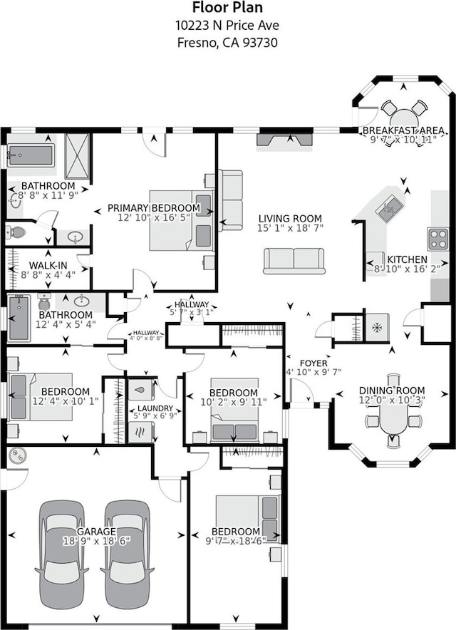 10223 N Price Ave, Fresno, CA 93730 - view of property floor plan