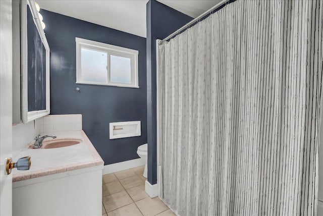 1408 S Hope Ave, Reedley, CA 93654 - bathroom with vanity, tile patterned floors, and curtained shower
