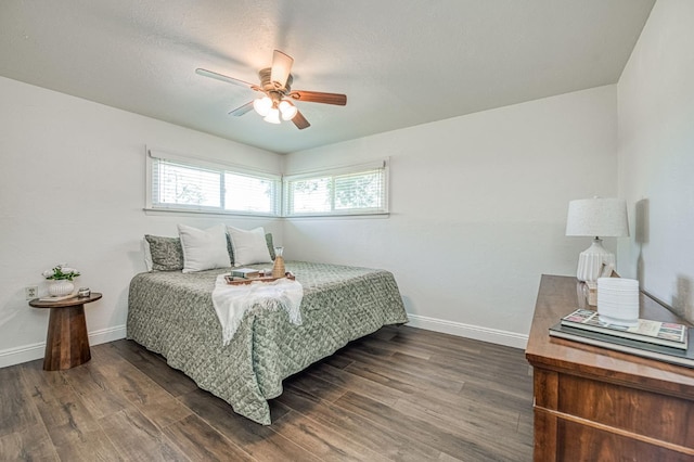 927 W Pico Ave, Fresno, CA 93705 - bedroom featuring dark wood-type flooring and ceiling fan