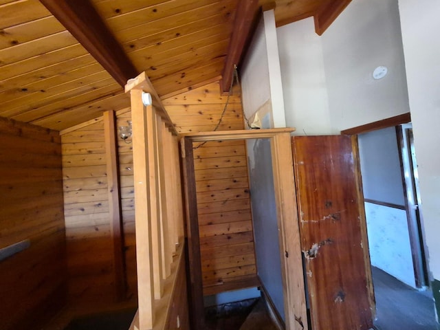 55766 Quail Hollow Ct, North Fork, CA 93643 - corridor featuring wood walls and wood ceiling