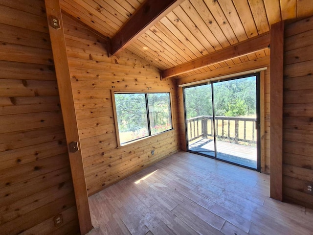 55766 Quail Hollow Ct, North Fork, CA 93643 - spare room with wooden ceiling, wood-type flooring, plenty of natural light, and wooden walls