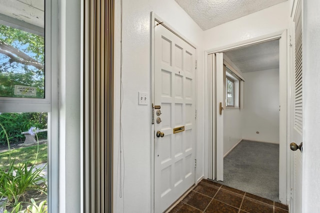 4909 N 7th St Unit S, Fresno, CA 93726 - entryway featuring a textured ceiling and dark carpet