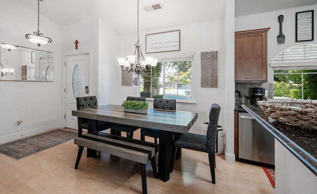 2148 N Ivanhoe Ave, Fresno, CA 93722 - dining room featuring a chandelier and light wood-style floors