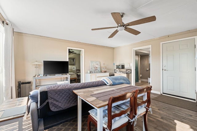 242 Hamlet St, Lemoore, CA 93245 - dining area featuring a ceiling fan and wood finished floors