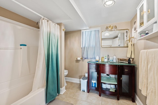242 Hamlet St, Lemoore, CA 93245 - bathroom featuring tile patterned flooring, shower / bath combination with curtain, and vanity