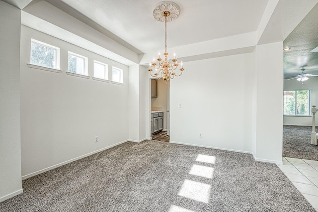 1224 Oak Ave, Clovis, CA 93611 - carpeted spare room with a chandelier and ceiling fan