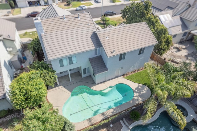 1224 Oak Ave, Clovis, CA 93611 - view from above of property with a pool area
