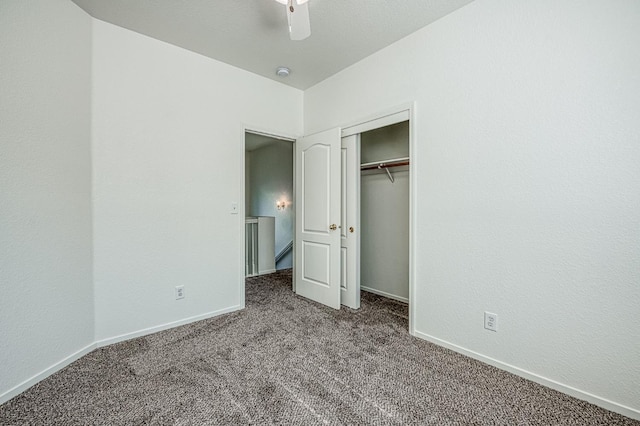 1224 Oak Ave, Clovis, CA 93611 - unfurnished bedroom with carpet floors, a closet, and ceiling fan