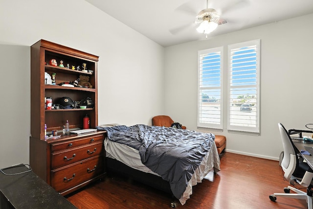 17024 Granite Falls Way, Chowchilla, CA 93610 - bedroom with dark wood-style flooring and a ceiling fan