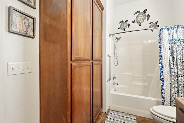 17024 Granite Falls Way, Chowchilla, CA 93610 - bathroom featuring shower / bathtub combination with curtain and tile patterned flooring