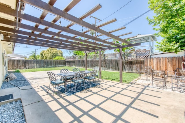 447 W Scott Ave, Clovis, CA 93612 - fenced backyard featuring outdoor dining space, a pergola, and a patio area