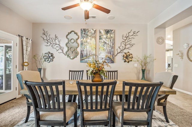 3624 N Jackie, Visalia, CA 93291 - dining space with a ceiling fan and light carpet